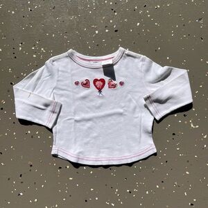 Vintage Hartstrings White Long Sleeve Shirt with Heart Embroidery